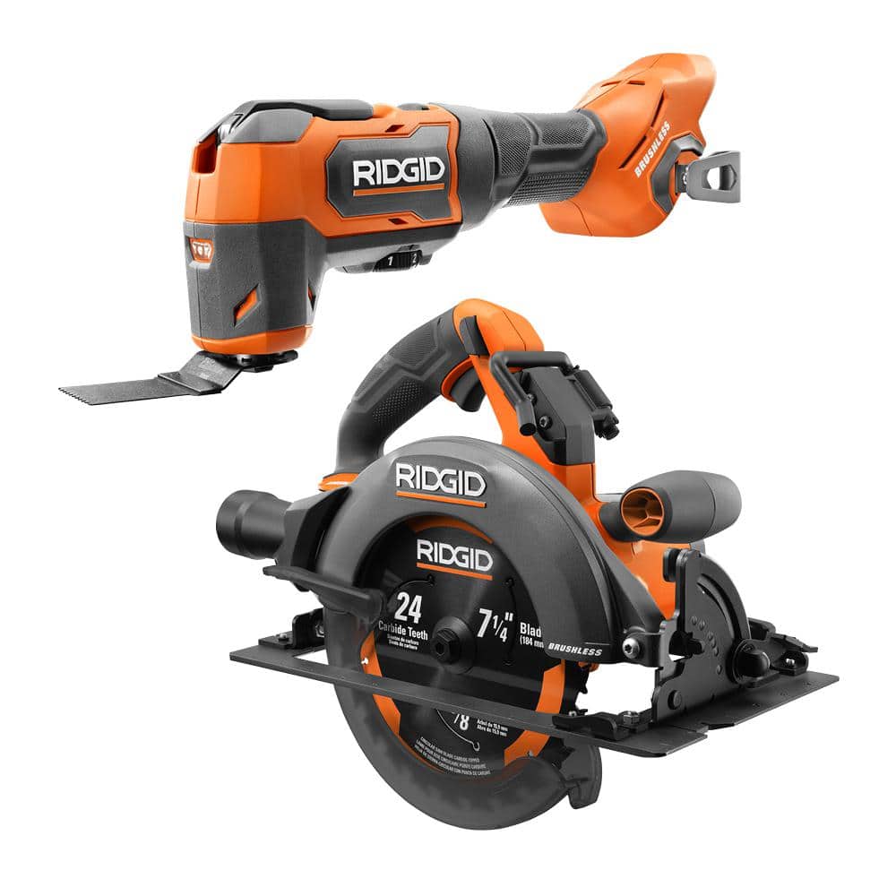 RIDGID 18V Brushless Cordless 2-Tool Combo Kit with Oscillating Multi-Tool  and 7-1/4 in. Circular Saw (Tools Only) R86240B-R8657B The Home Depot