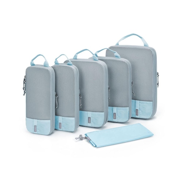 6-Set Compression Packing Cubes, Lightweight Luggage Organizer Bags, Durable Space Saver Travel Essentials, Blue