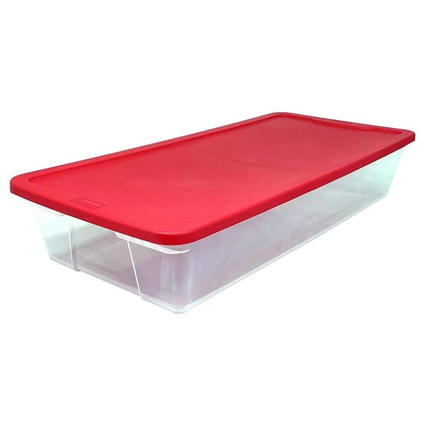 Homz 41Qt Clear Plastic Holiday Storage Container with Red Snap Lock Lid, 2  Pk, 1 Piece - Ralphs