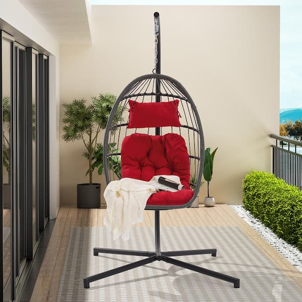 BTMWAY Modern Wicker Indoor and Outdoor Patio Swing Hanging Egg