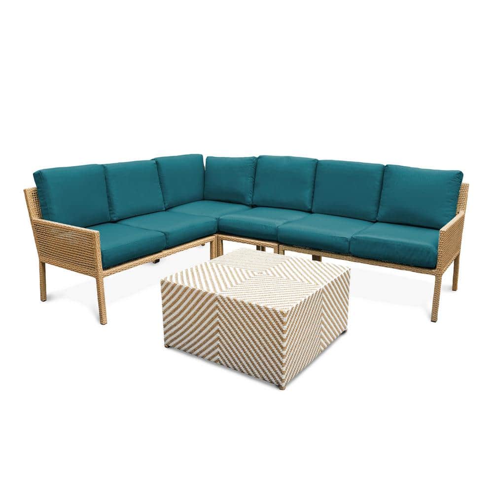 Riviera 5-Piece Wicker Outdoor Sectional with Peacock Cushions price history on PriceWatchPro