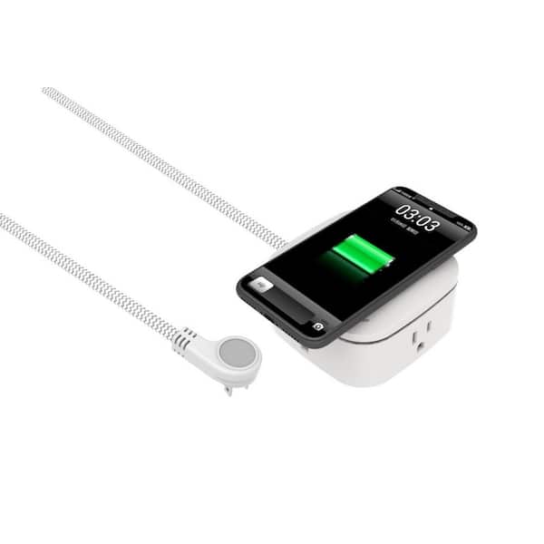 Commercial Electric 2-Outlet 3 USB-A Surge Protector with Qi Charge