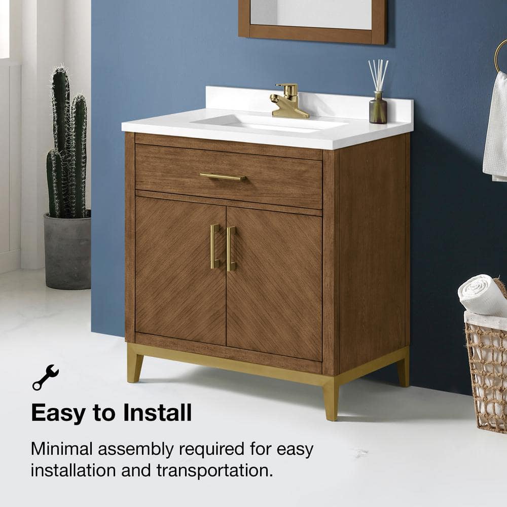 Macchiato 30-Inch Single Sink Vanity with Gold Accents