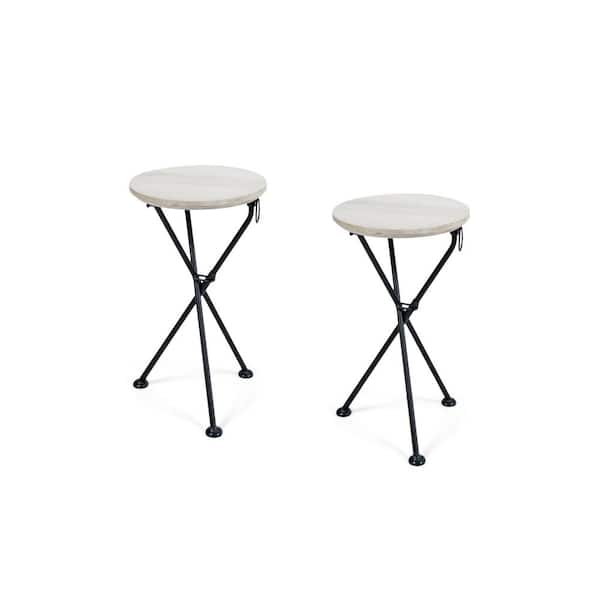 Noble House Los Feliz Light Grey Foldable Side Table