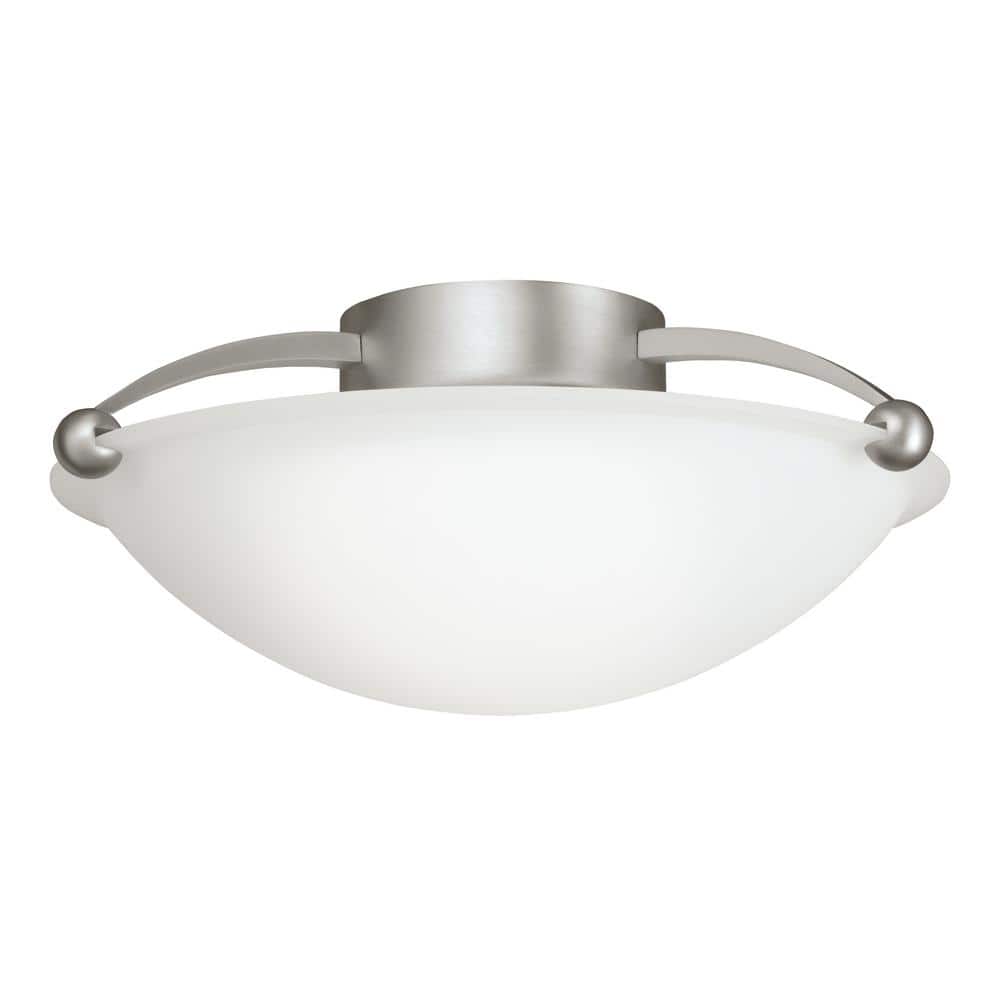 15" Brushed Nickel Semi-Flush Ceiling Light with Etched Glass Shade