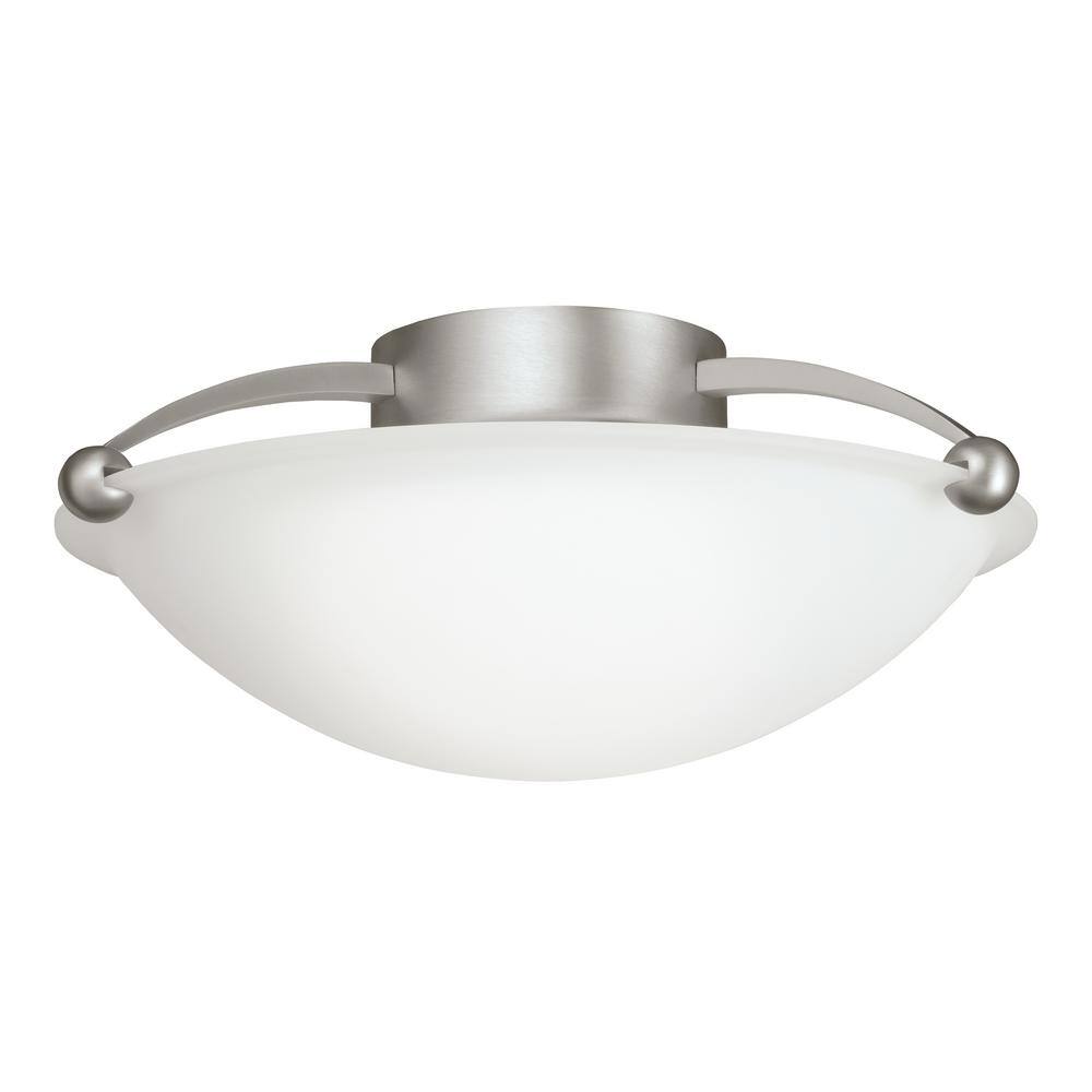 Kichler Brushed Nickel And Satin Etched Glass Semi Flush Ceiling Light Fixture 