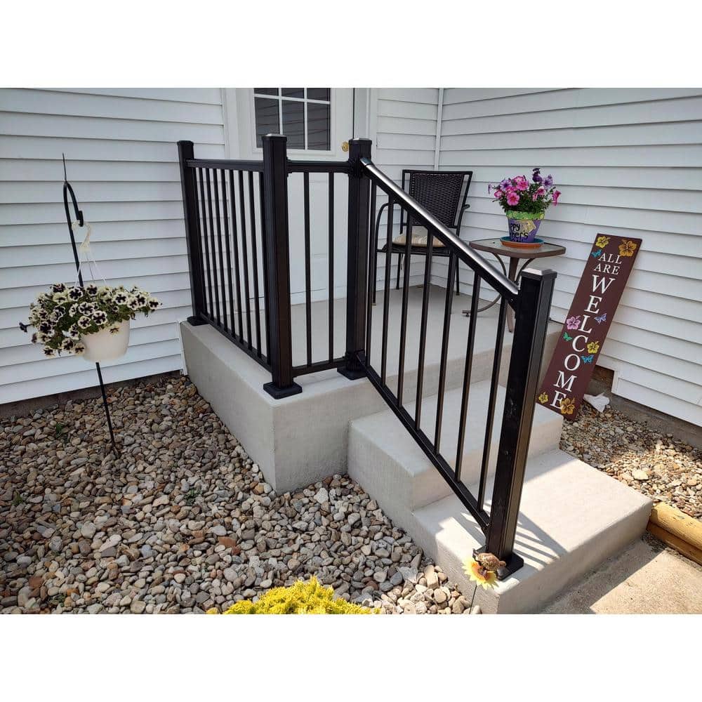 Stanford Textured Black Aluminum Stair Railing Bracket Kit