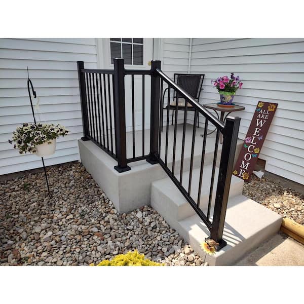 Weatherables Stanford 36 in. H x 96 in. W Textured Black Aluminum Stair  Railing Kit CBR-B36-A8S - The Home Depot