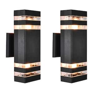 Ernesta 12 in. Modern Black Rectangular Outdoor Hardwired Waterproof Wall Lantern Sconces with No Bulbs Included 2-Pack