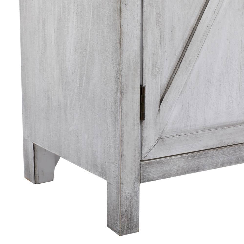 Daisy White Distressed Farmhouse Sideboard with X-Design Doors