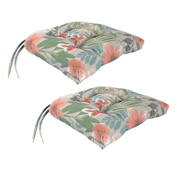 17 in. L x 18 in. W x 3 in. T Rectangular Tufted Outdoor Wicker Seat Cushion in Menda Tearose (2-Pack)