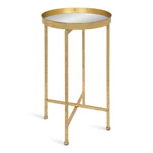 Celia 14 in. Gold Round Glass End Table