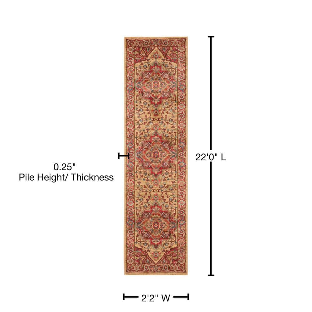 Kenitra Ruby Red & Soft Blue Traditional Area Rug