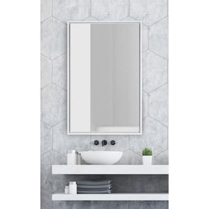 Medium Rectangle White Modern Mirror (36 in. H x 24 in. W)