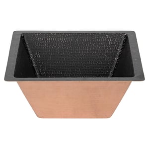 16 Gauge Hammered Copper 15 in. Square Drop-In/Undermount Bar Sink with 2 in. Drain Opening in Glazed Black