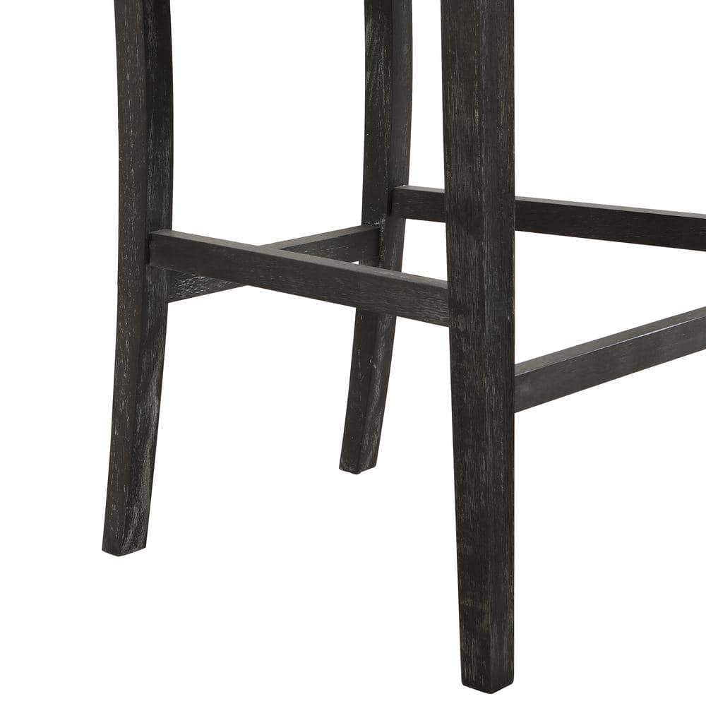 Modern Black and Grey Upholstered Wood Counter Stools, Set of 2