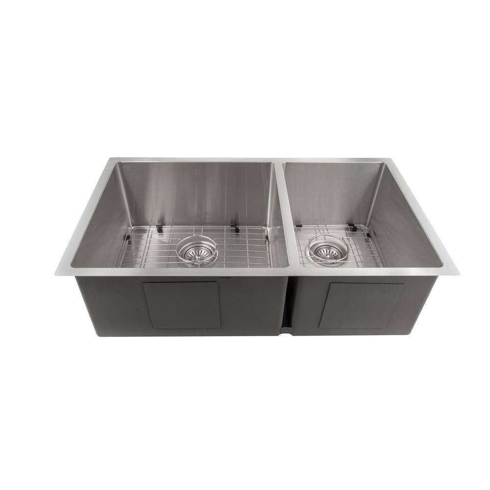 Chamonix 33" Stainless Steel Double Basin Undermount Kitchen Sink