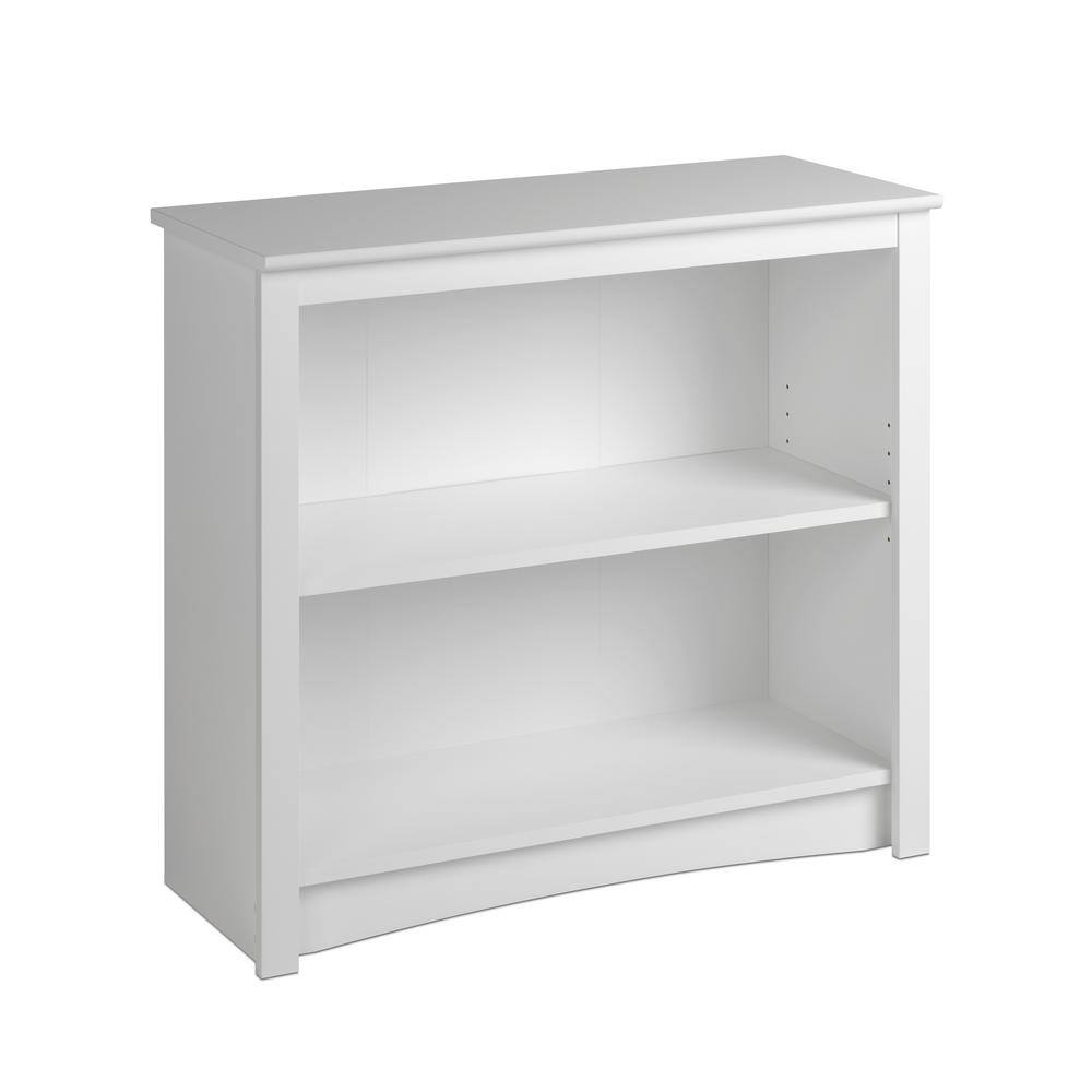 Modern White Laminate 2-Shelf Adjustable Bookcase