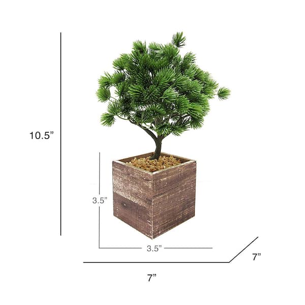 10.5in Artificial Desktop Bonsai Tree in Wood Pot 5088-GR - The Home Depot