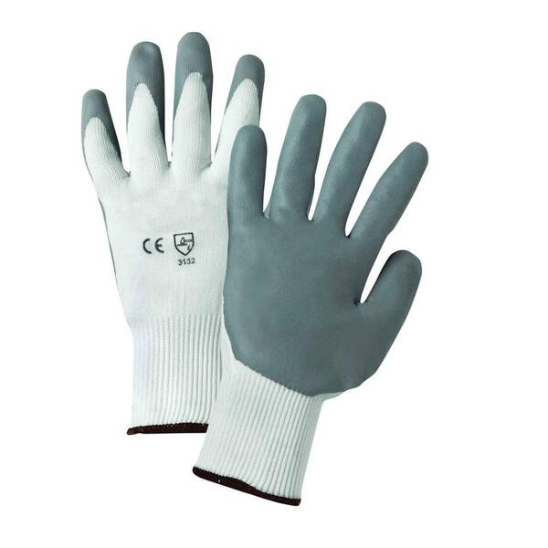 West Chester Small Gray Lunar Foam Nitrile Palm Dip on White Nylon Shell Dozen Pair Gloves