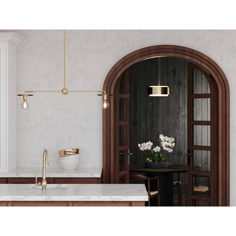 Silva Brushed Bronze 16" Drum Pendant Light with Glass Shade
