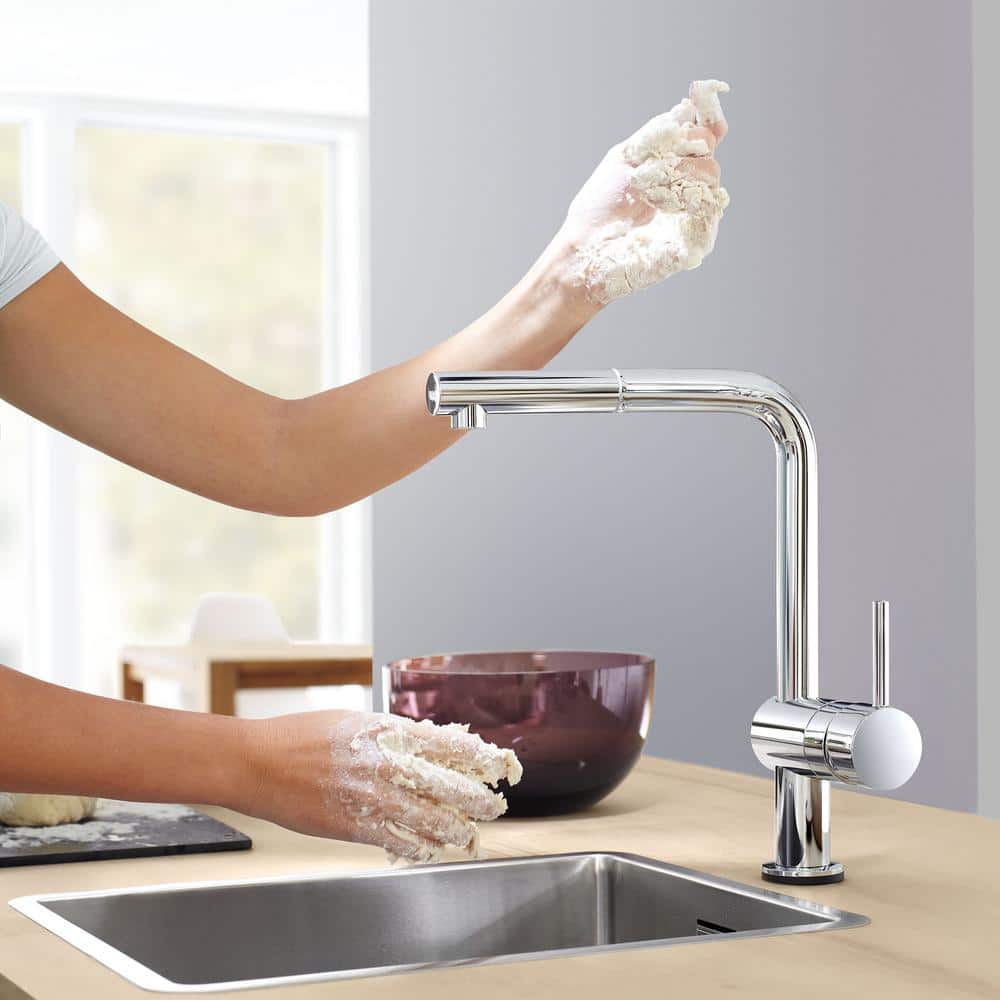 Modern Chrome 13'' High Pull-Out Spray Kitchen Faucet with Touch Activation