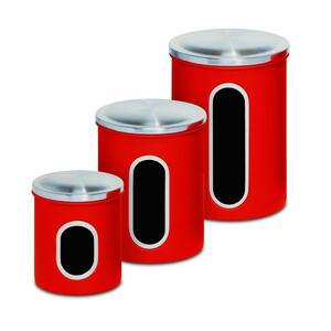 Metal Storage Canisters in Red (3-Pack)