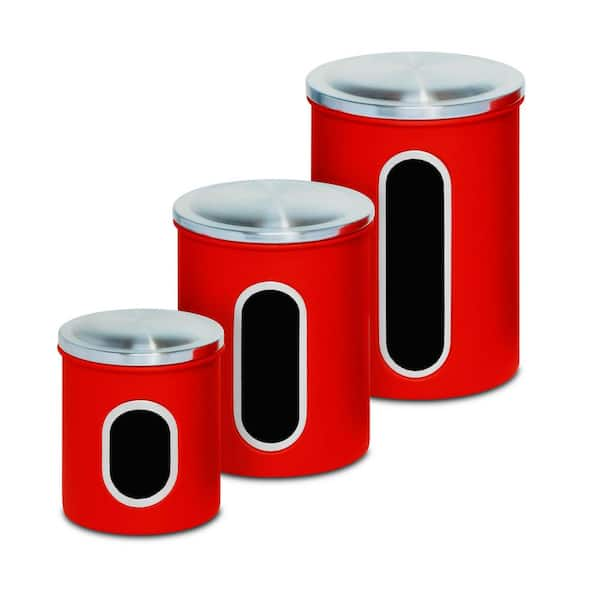 Honey-Can-Do Metal Storage Canisters in Red (3-Pack)