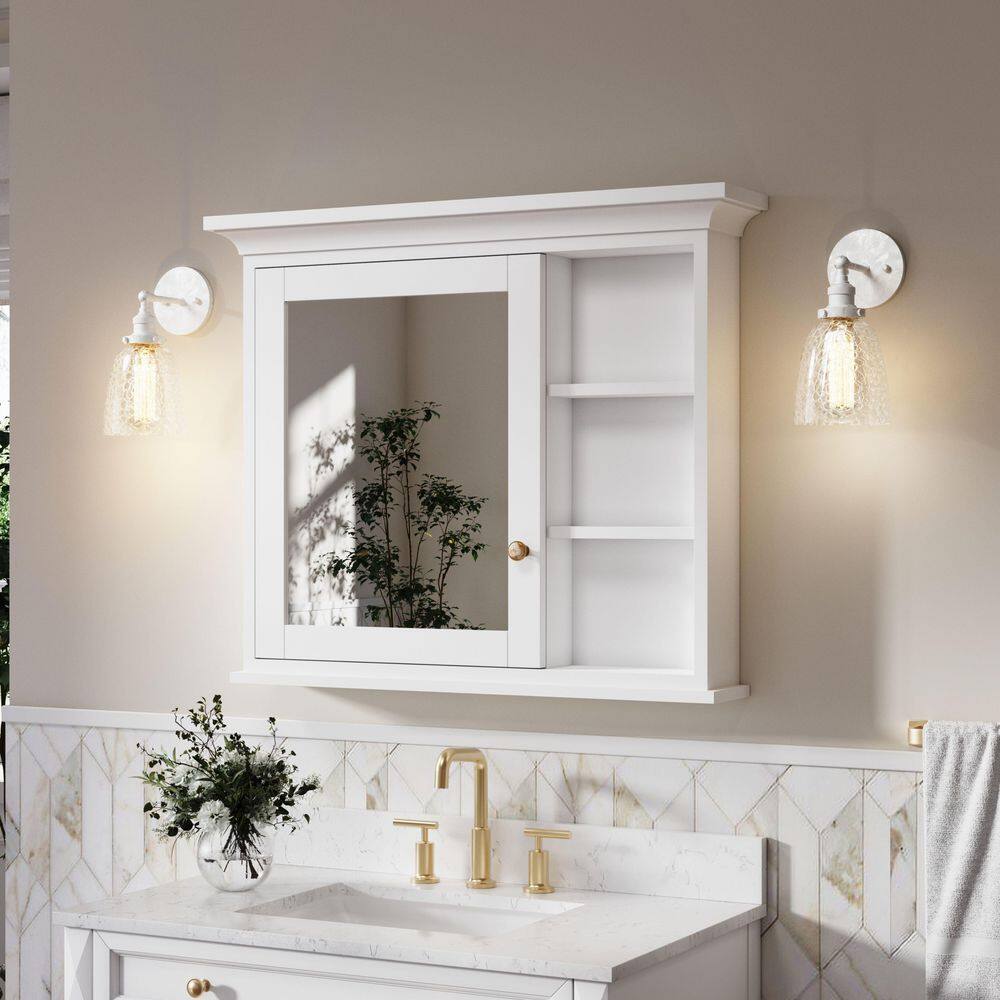36 in. W x 30 in. H Rectangular Solid Wood Medicine Cabinet with Mirror, Double-Sided Mirror Door, Left Soft Close price history on PriceWatchPro
