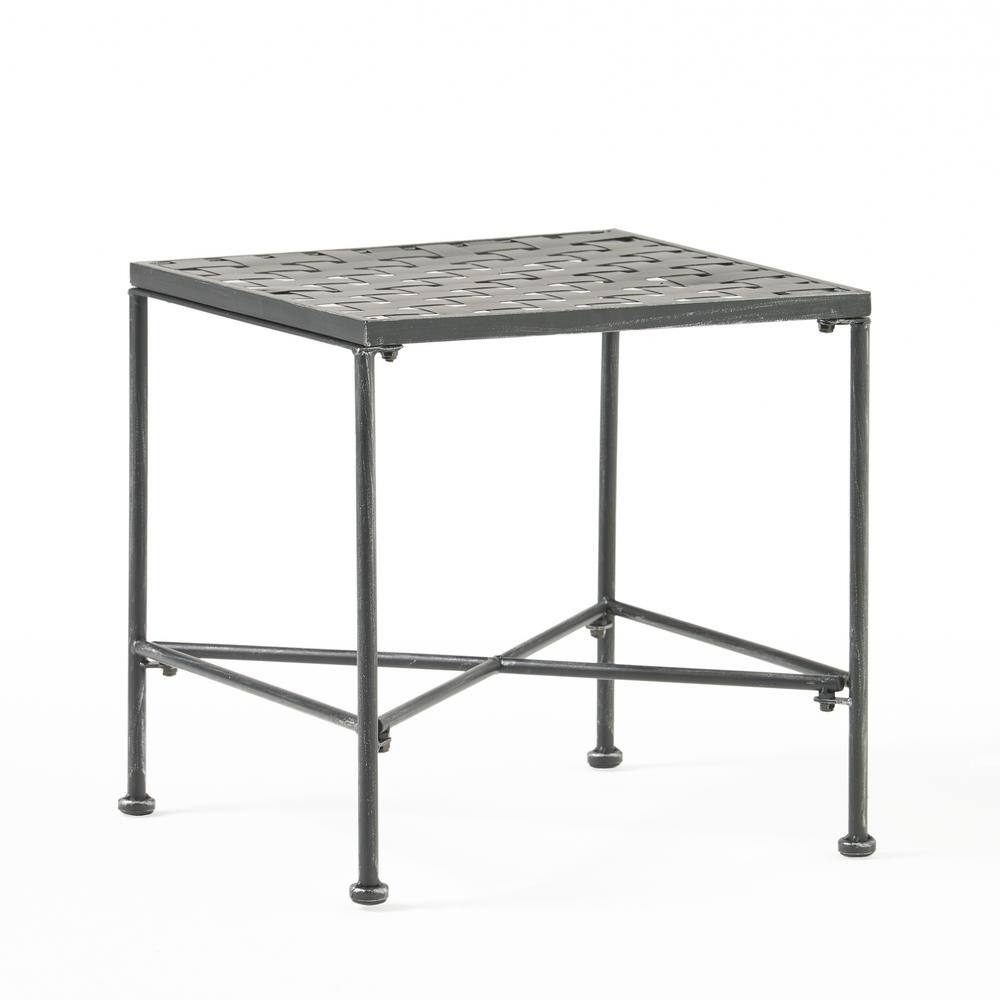 Petra Black Iron Square Outdoor Side Table