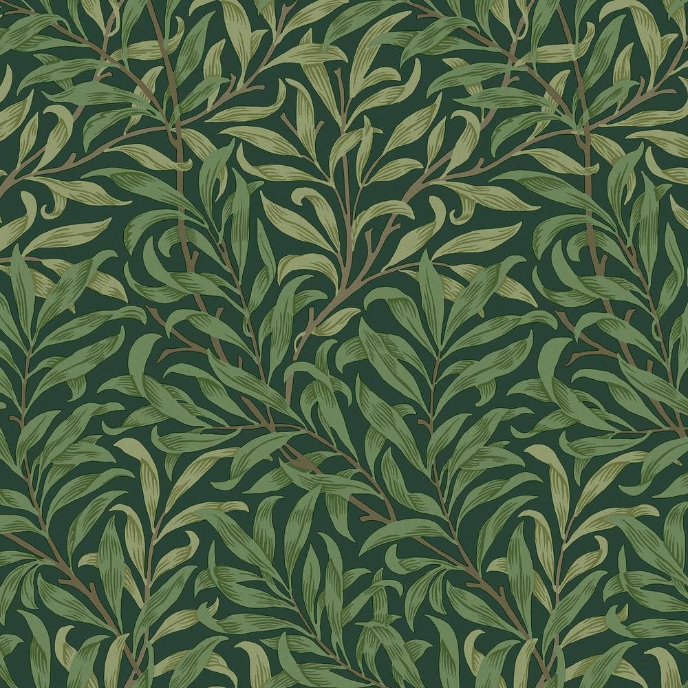 William Morris Deep Green Willow Bough Vinyl Wallpaper