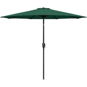 9 ft. 8 Ribs Outdoor Market Patio Umbrella with Push Button Tilt and Crank Handle in Green