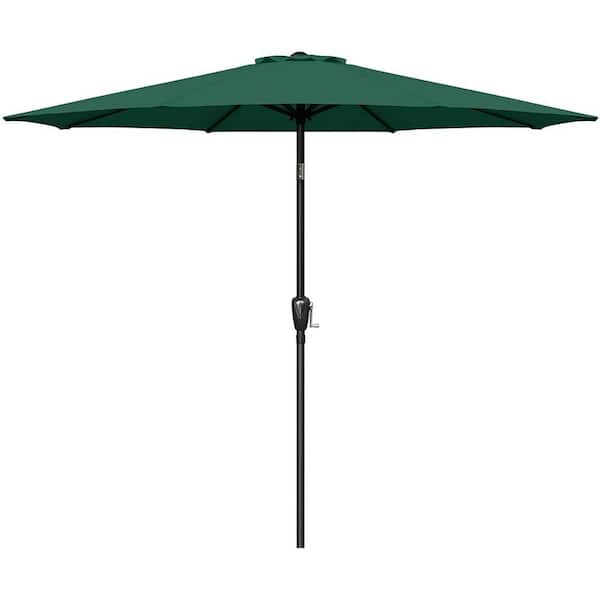 INNOBULE 9 ft. 8 Ribs Outdoor Market Patio Umbrella with Push Button Tilt and Crank Handle in Green
