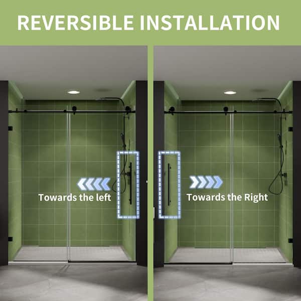 Luxury 56-60 in. W x 74 in. H Sliding Framed Shower Door in Matte Black with 5/16 in. (8 mm) Clear Glass