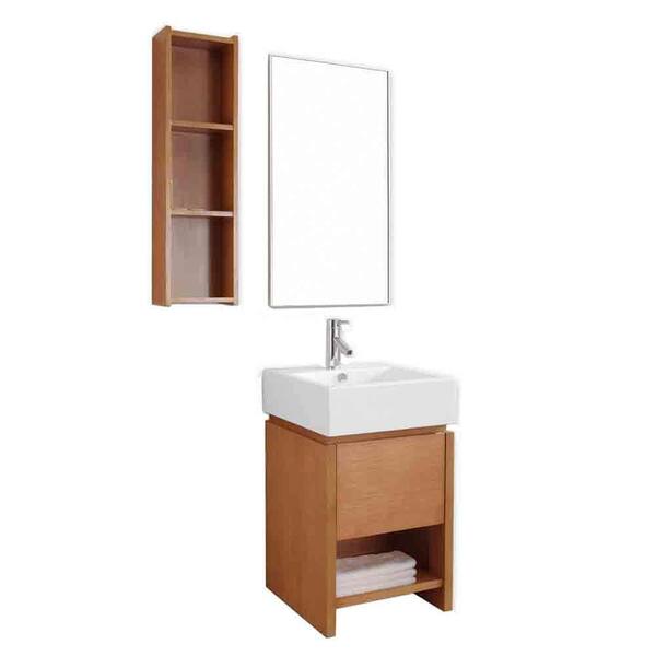 Virtu USA Curtice 20 in. Single Basin Vanity in Chestnut with Ceramic Basin and Counter Vanity Top in White and Mirror