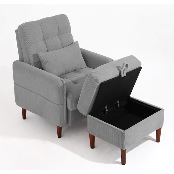 Uixe Gray Corduroy Fabric Upholstered Accent Arm Chair with