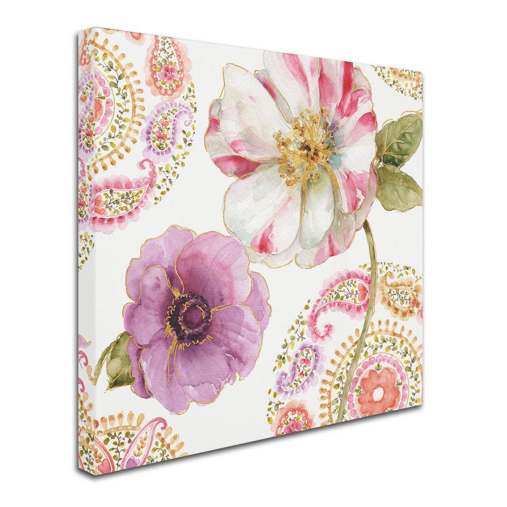 14 x 14 Multicolor Floral Paisley Canvas Wall Art