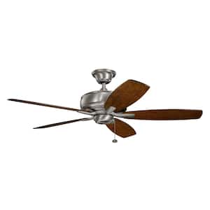 Terra 52 in. Indoor Antique Pewter Downrod Mount Ceiling Fan with Pull Chain for Bedrooms or Living Rooms