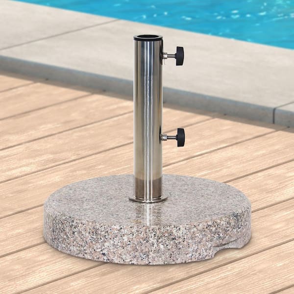 Maypex 42 lbs. Round Granite Patio Umbrella Base in Grey