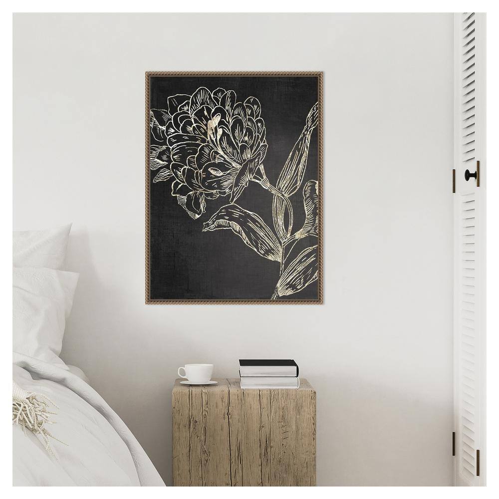 Golden Flower Folklore II Bronze Framed Abstract Canvas Art