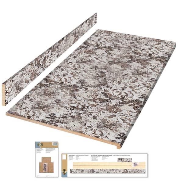 Hampton Bay Wilsonart 4 ft. Laminate Countertop Kit Included in Textured Bianco Antico with Eased Edge 12349KT04N6001 - The Home Depot