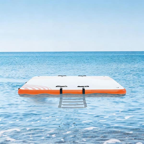 Inflatable Floating Dock 10 ft. x 8 ft. Inflatable Dock Platform Non-Slip Water Floating Dock Mat