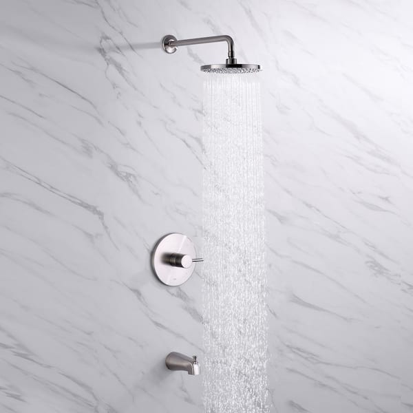 Single-Handle 1-Spray Bathtub and Shower Faucet with Valve in Brushed Nickel (Valve Included)