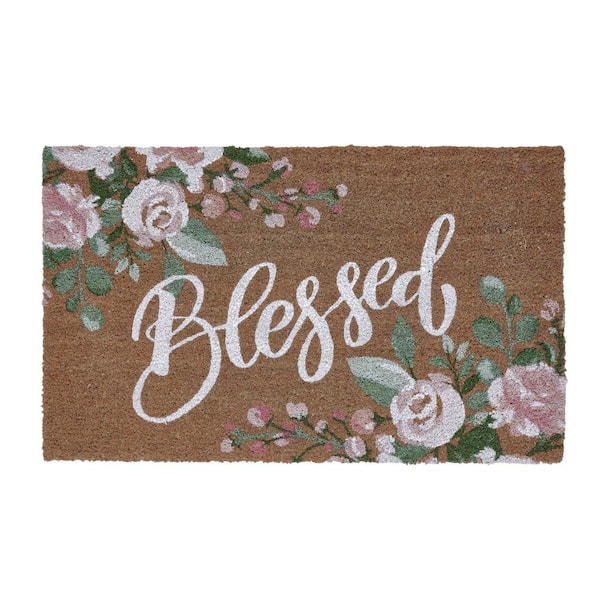 VCNY Home Blessed Beige 30 in. x 18 in. Coir Outdoor Door Mat
