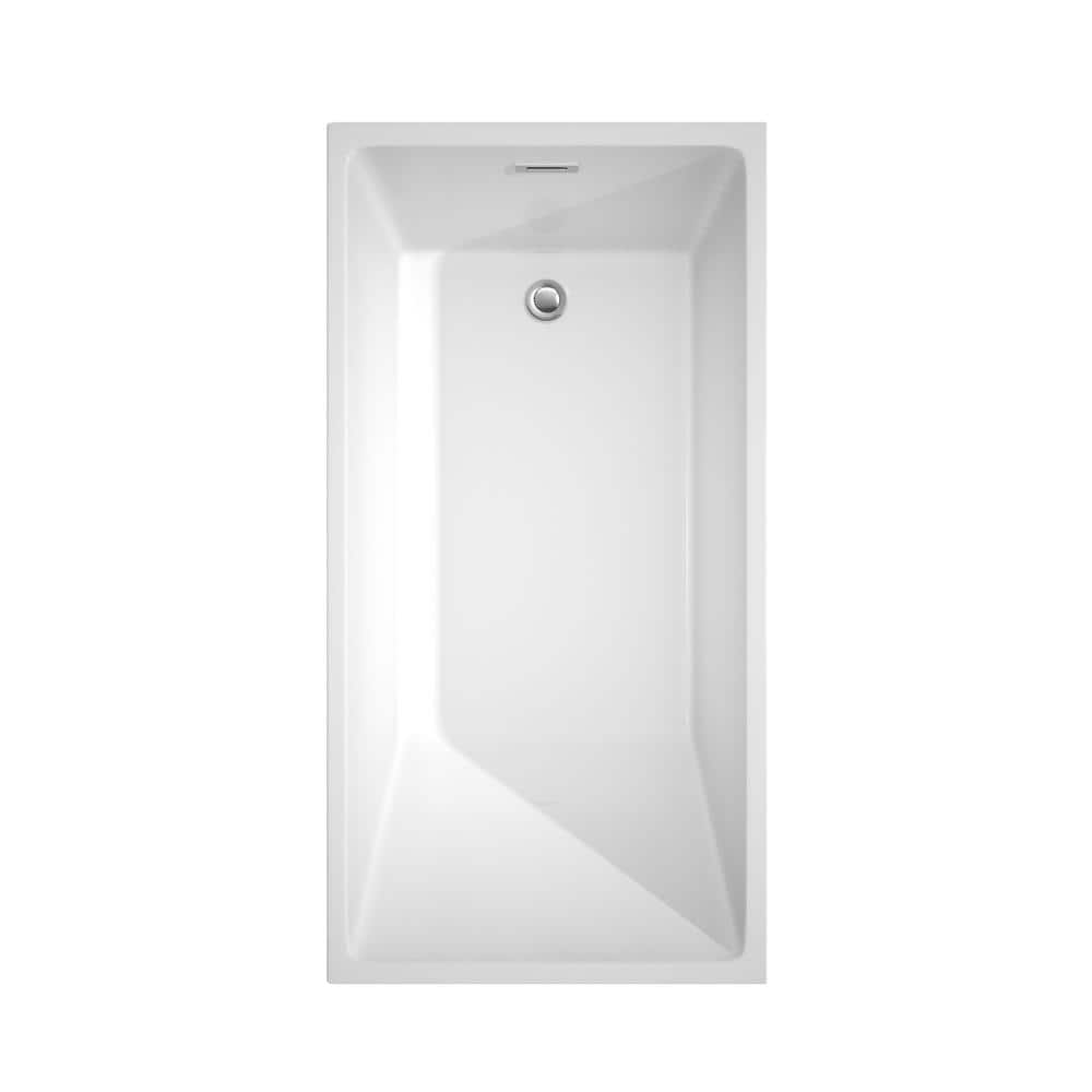 Hannah 59'' White Acrylic Freestanding Soaking Bathtub with Chrome Faucet