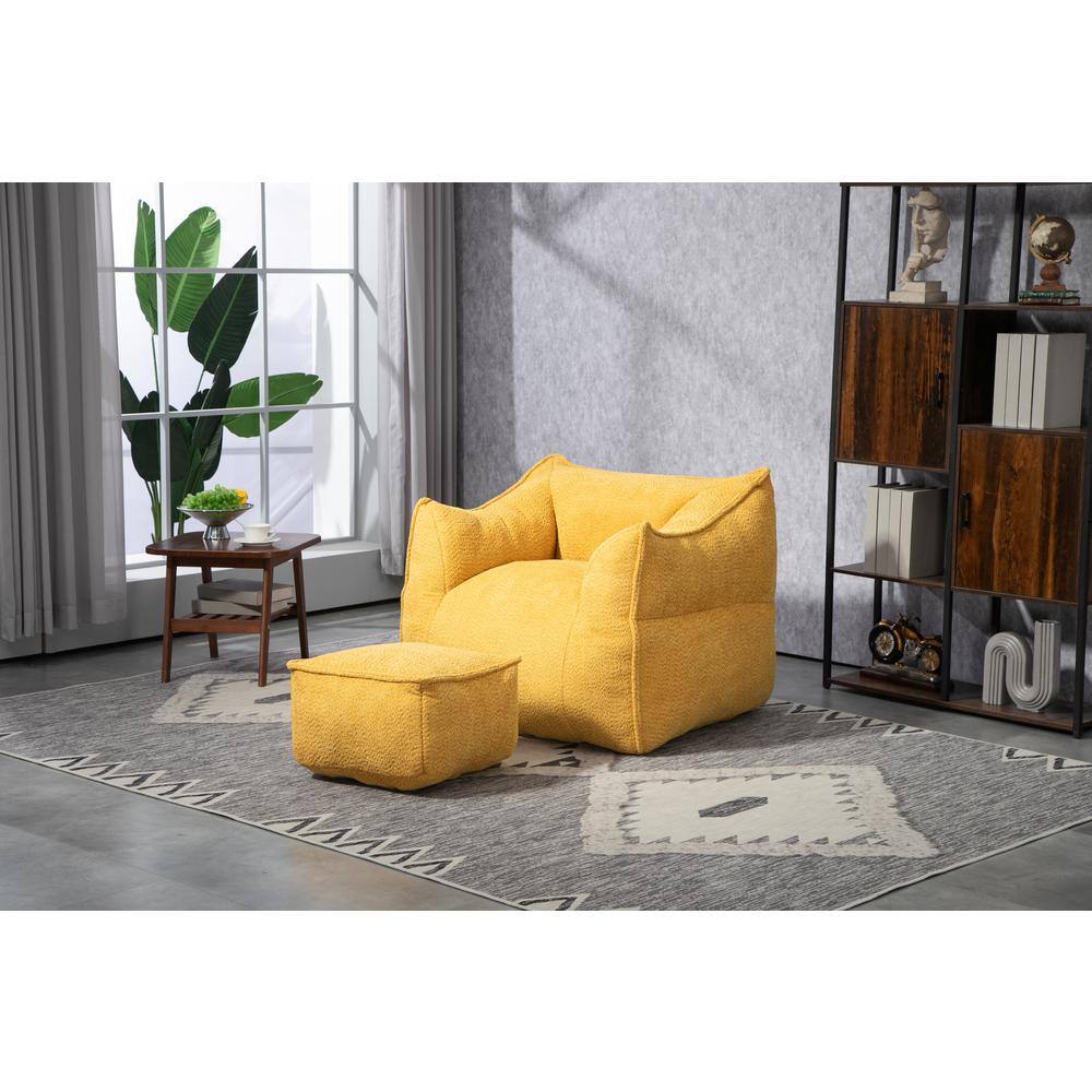 Yellow Polyester Boucle Comfort Lounger High Back Bean Bag Chair for Adults and Kids price history on PriceWatchPro