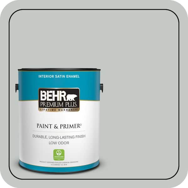 BEHR PREMIUM PLUS 1 gal. #BNC-07 Frosted Silver Satin Enamel Low Odor Interior Paint & Primer