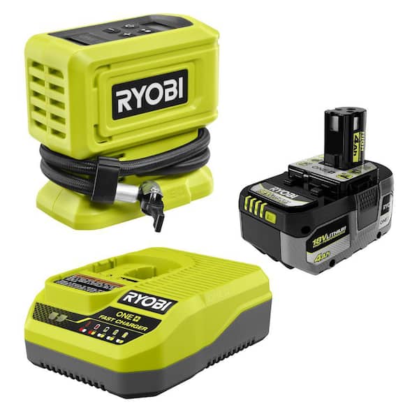 ONE+ 18V Cordless High Pressure Inflator with 18V HIGH PERFORMANCE 4.0 Ah Battery and Charger