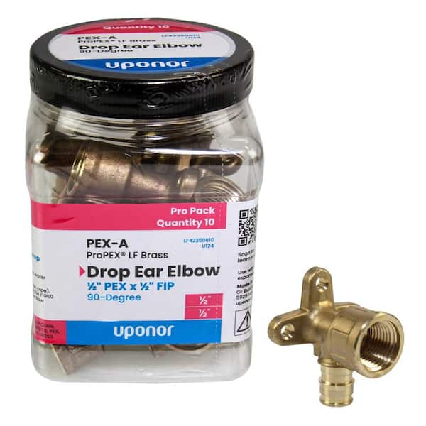 Uponor ProPEX 1/2 in. PEX-A Expansion Barb x 1/2 in. FIP Lead-Free Brass 90-Degree Drop Ear Elbow (10-Pack)