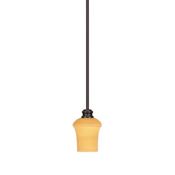 Unbranded Albany 60-Watt 1-Light Espresso Shaded Pendant Light with Zilo Cayenne Linen Glass Shade, No Bulbs Included